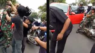 VIDEO: TNI Terlibat Duel di Jalan Raya Dengan Pengguna Jalan lain