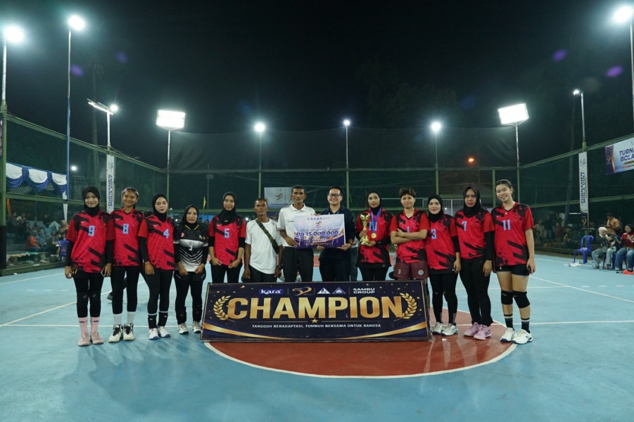 Ratusan Atlet Ramaikan Turnamen Bola Voli HUT ke-59 Sambu Group, K&B Nexus dan Mentimun Desa Igal Raih Juara Pertama