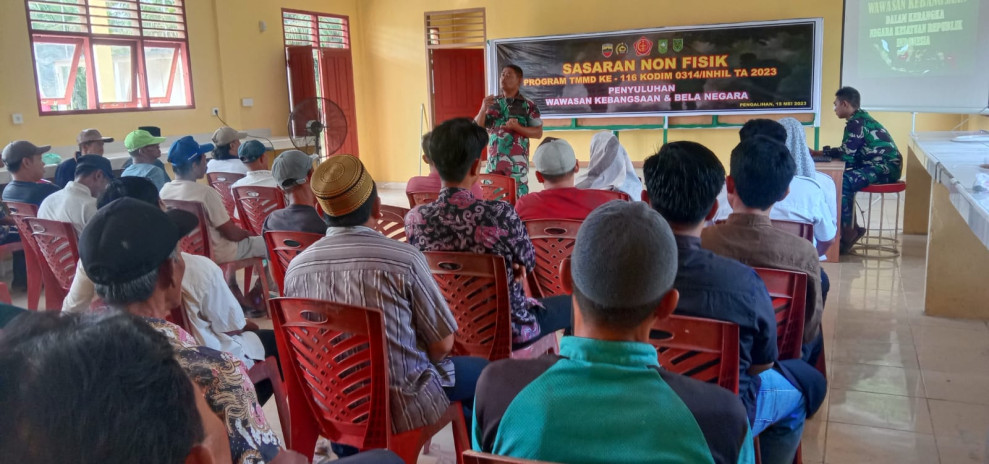 Dan SSK TMMD 116 Kodim 0314/Inhil Sampaikan Materi Wasbang kepada Masyarakat