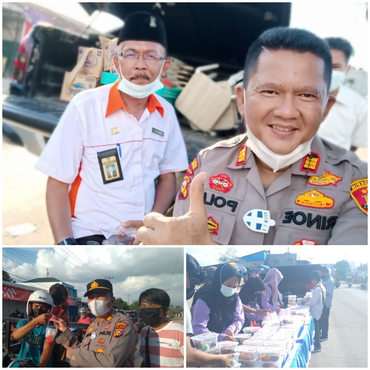 Polsek Tembikahan Hulu dan YVB Bagi-bagi Takjil di Parit Enam