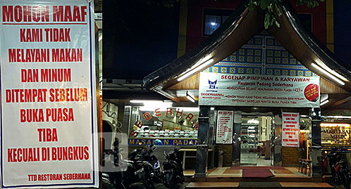 Pengelola Restoran yang Buka Siang Di Padang Diminta Beri Label Khusus