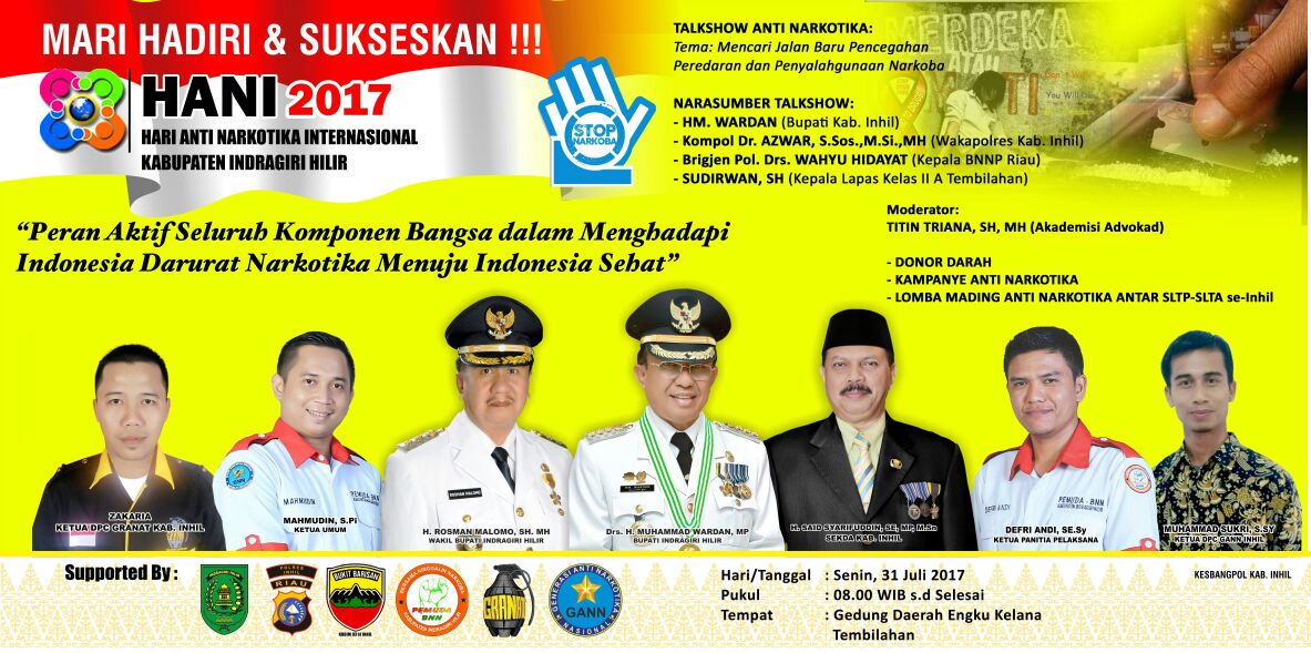 Tiga Ormas Penggiat Anti Narkoba Inhil, Gelar Peringatan HANI 2017