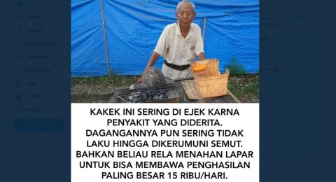SUNGGUH BIKIN HARU! Kisah Kakek 81 Tahun Jualan Sate Tidak Laku-laku