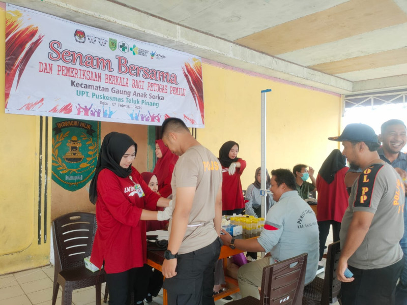 Polsek GAS Ikuti Rangkaian Kegiatan Senam Bersama dan Pemeriksaan bagi Petugas Pemilu Kecamatan
