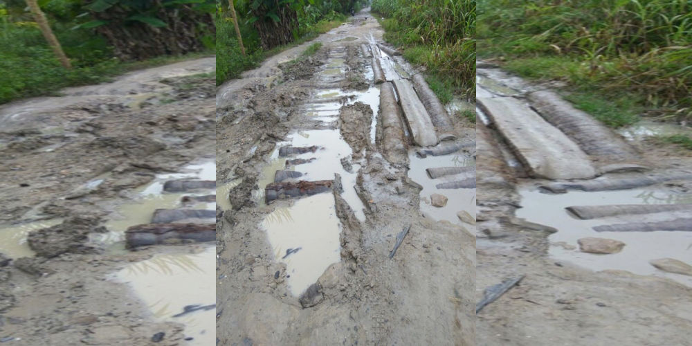 Lelah Setiap Hari Lewati Jalan yang seperti Kubangan Sapi, Warga Teluk Kiambang Inhil Beriuran Lakukan Perbaikan