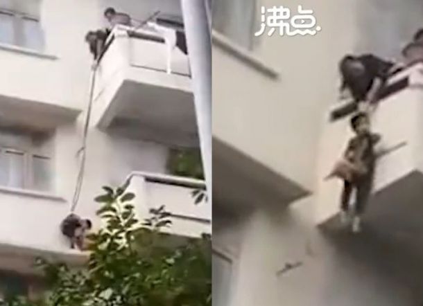 Nenek Ikat Cucunya Demi Selamatkan Kucing di Balkon