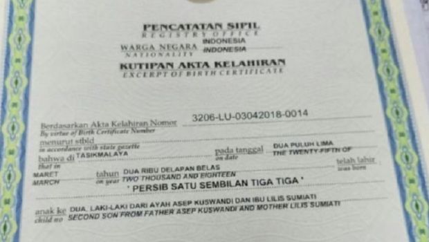 Ngidam Kacang SPBU, Anaknya Diberi Nama: Persib Satu Sembilan Tiga Tiga