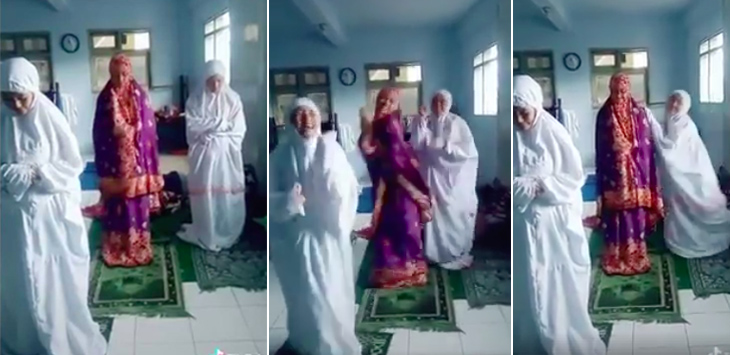 Tiga Cewek Shalat Joget Dangdut Bikin Emosi Warganet