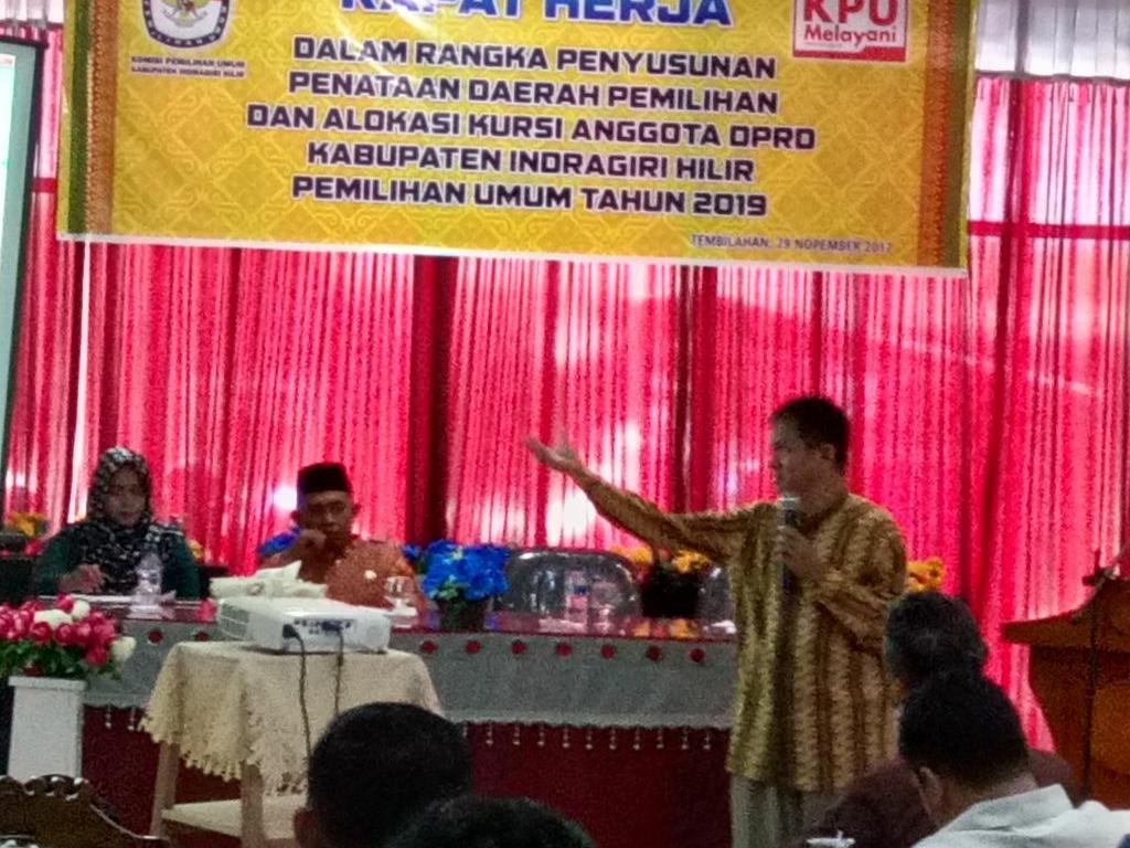 KPUD Inhil Tata Penyusunan Dapil dan Alokasi Kursi Anggota DPRD Pemilu 2019