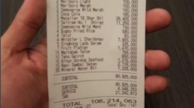 Struk Makanan Rp 106 Juta, Netizen Gagal Fokus Menu Corona