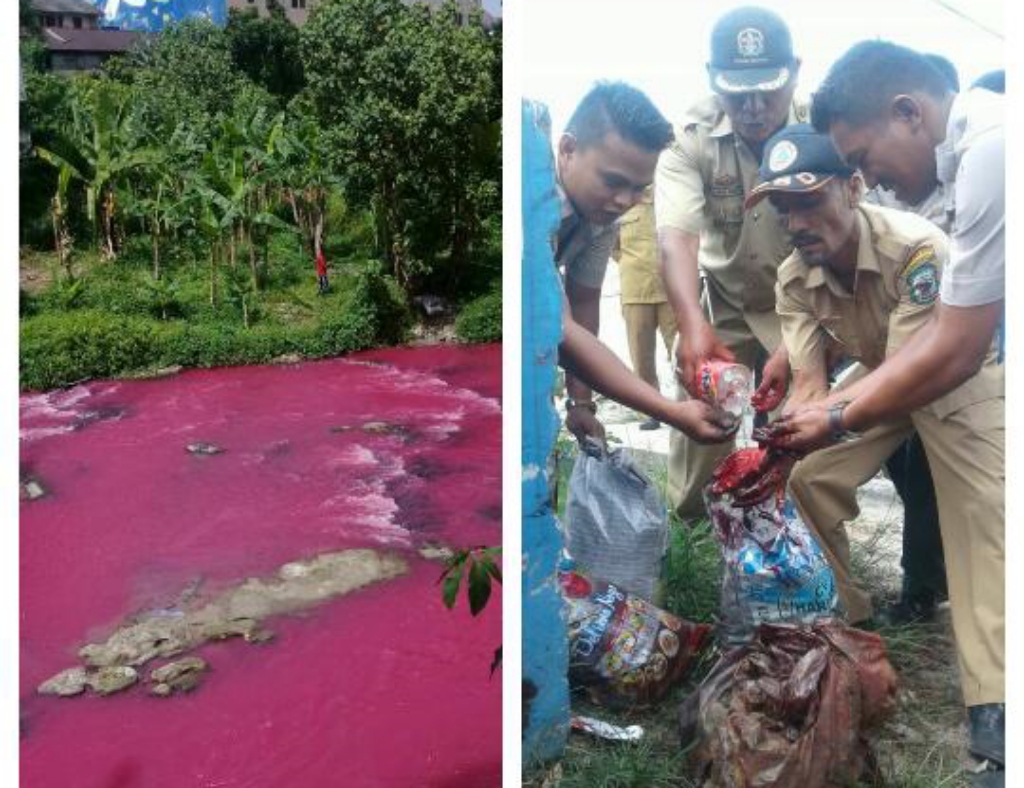Warga Heboh! Air Sungai Berubah Menjadi Merah Darah