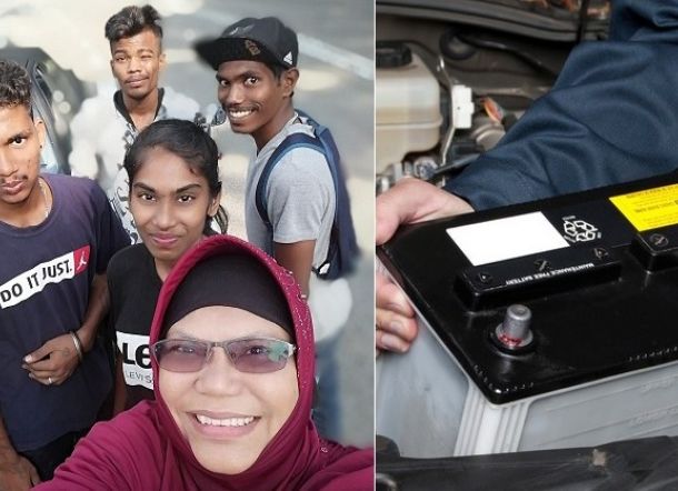 Dicueki Polisi, Perempuan Berjilbab yang Mobilnya Mogok Ini Terharu Ditolong Anak Muda
