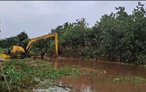 Atasi Genangan Air di Pekanbaru, PUPR Provinsi Riau Turunkan Ekskavator Amfibi