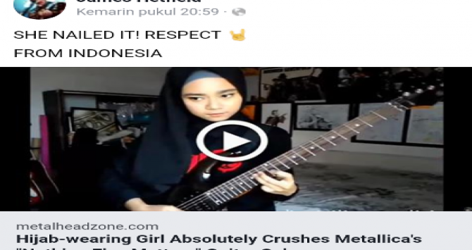 MANTAP! Vokalis Metallica Puji Gitaris Berhijab Asal Indonesia