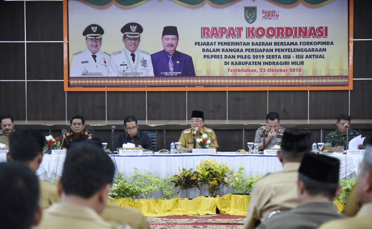 Bupati Inhil, HM Wardan Pimpin Rakor Pejabat Pemda Bersama Forkopimda
