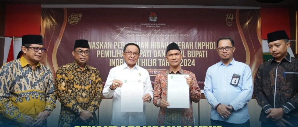 Bupati Inhil Laksanakan Penandatanganan NPHD dengan KPU dan Bawaslu