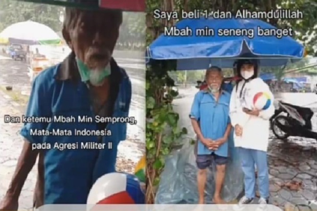 Viral! Dulu Mata-mata Melawan Belanda, Kini Mbah Min Jualan Mainan Anak di Solo