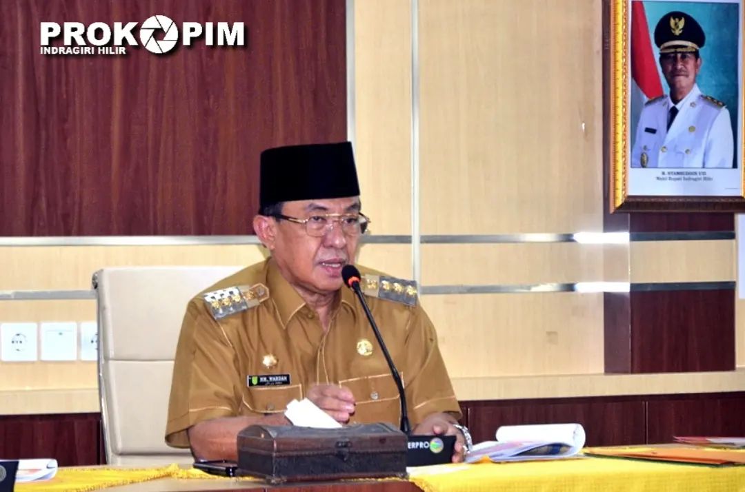 Bupati HM Wardan Pimpin Rapat Laporan Fisik dan Keuangan Pemkab Inhil Maret 2022