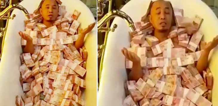 Viral!!! Pria Diguyur Uang Miliaran di Bak Mandi; Ini buat Janda