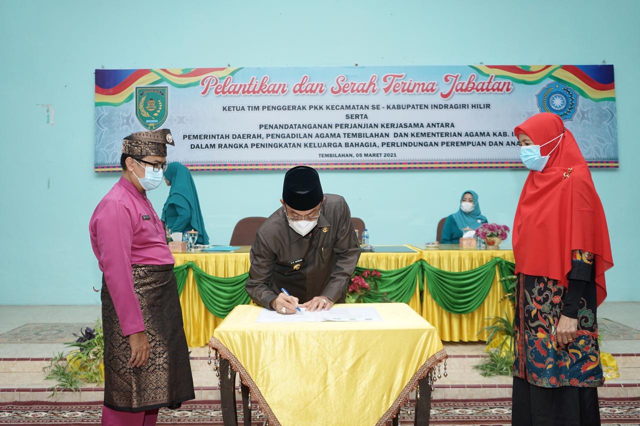 Bupati Inhil Teken MoU Sidang Itsbat Nikah Terpadu Bersama PA Dan Kemenag