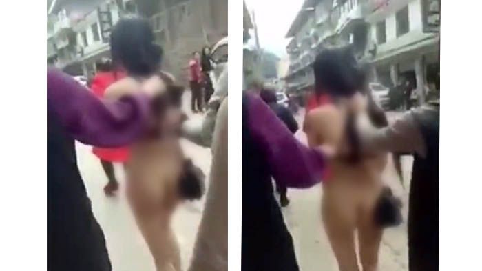VIRAL! Wanita ini Diarak Telanjang Keliling Jalan Karena Ketahuan Selingkuh dengan Suami Orang