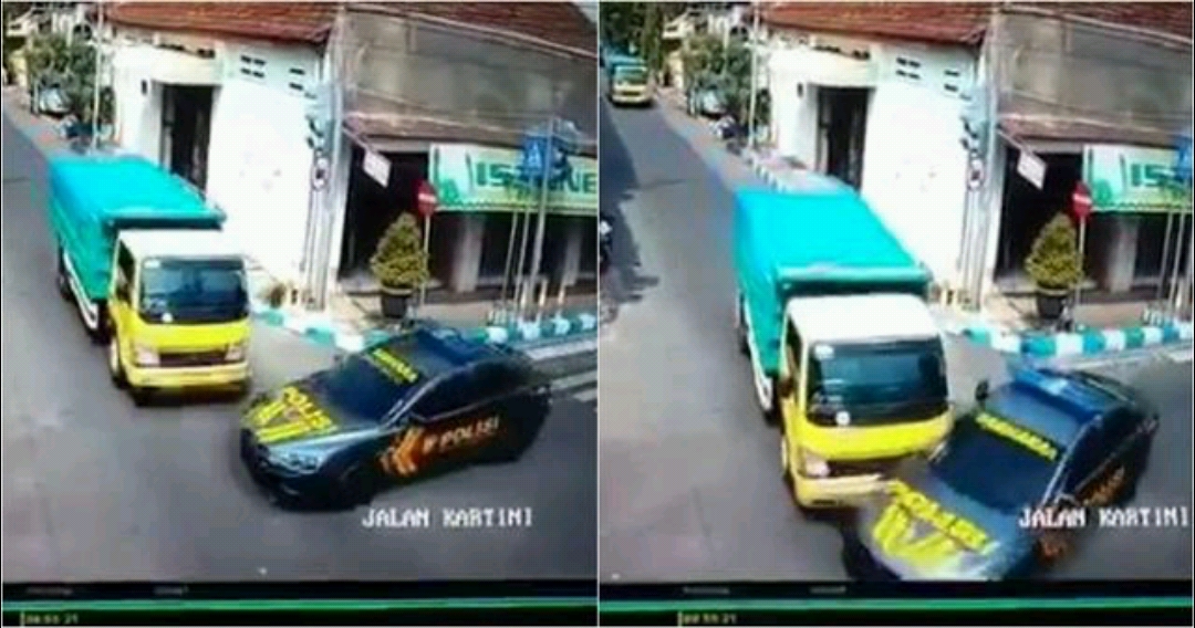 Naas, Truk ini Tabrak Mobil Polisi Pengawal Tahanan di Perempatan