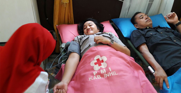 Meriahkan HUT Bhayangkara, Polres Inhil Gelar Donor Darah