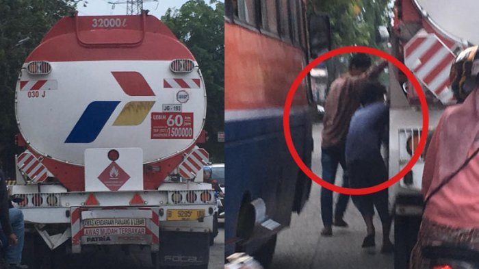 VIRAL! 2 Pria Curi BBM Langsung dari Tangki Pertamina saat Macet