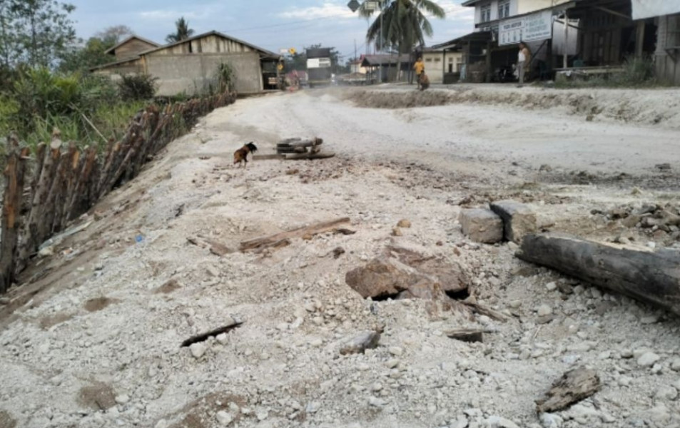 Perbaikan Jalan Pekan Tua Inhil Gunakan Geotekstil, Truk Batubara Sumber Masalah