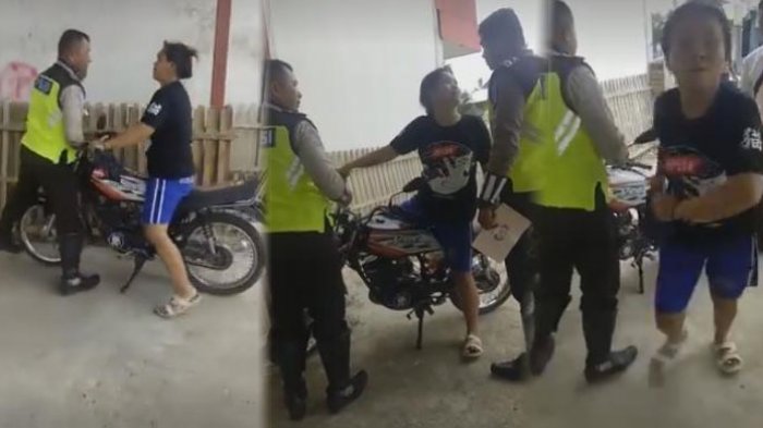 VIDEO: Tak Terima Ditilang, Pengendara RX King Ini Mengamuk, Tampar dan Lempar Polisi