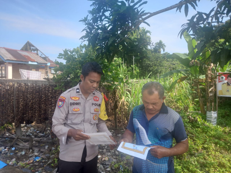 Bhabinkamtibmas Desa Pungkat Aipda Denny Hidayat Sampaikan Himbauan Larangan Membakar Lahan dan Hutan