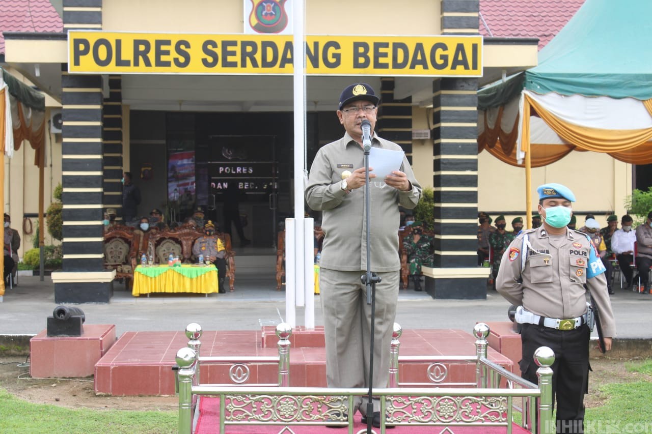 Pjs Bupati Irman Pimpin Apel Kesiapan Antispasi Bencana Alam 2020 di Wilkum Polres Sergai