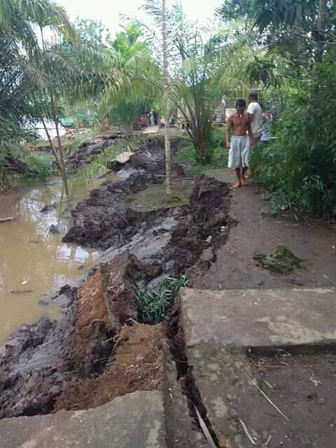 Tanah Longsor di Kempas Jaya Karena Adanya Pengikisan Tanah Oleh Sungai Indragiri
