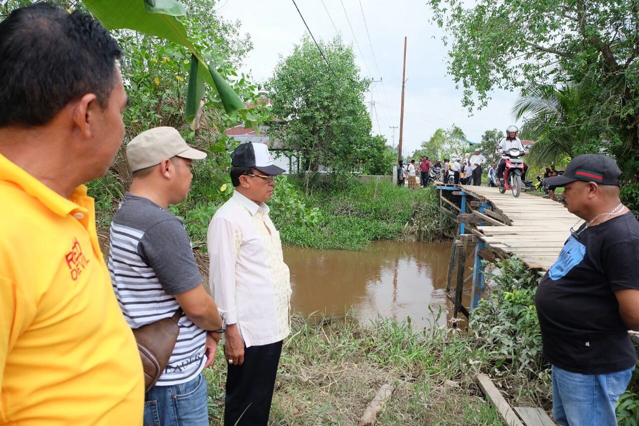 Bupati  Inhil Lihat Kondisi Terkini Jembatan Yang Pernah Ambruk