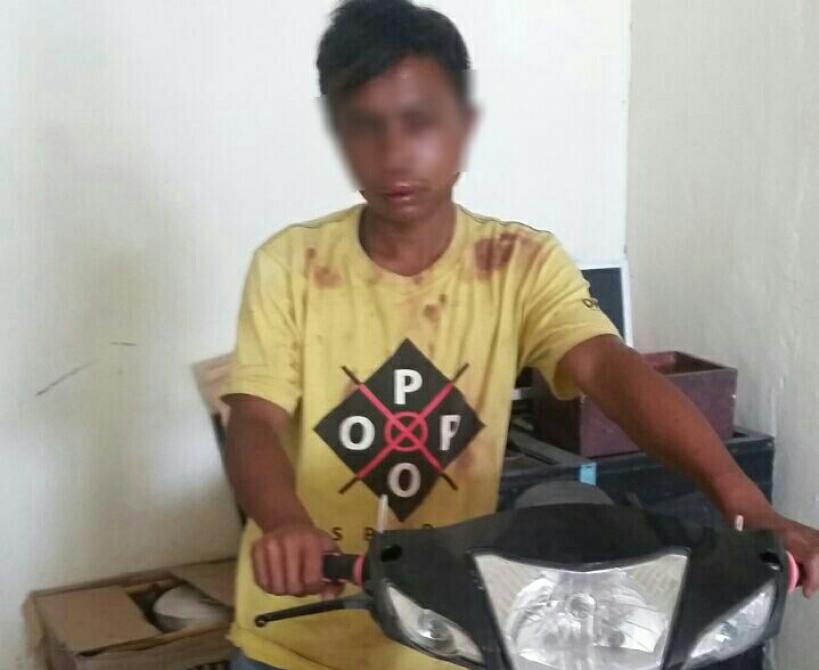 Dengan Bercucuran Darah, Curanmor di Rohil Diserahkan Warga Ke Polisi