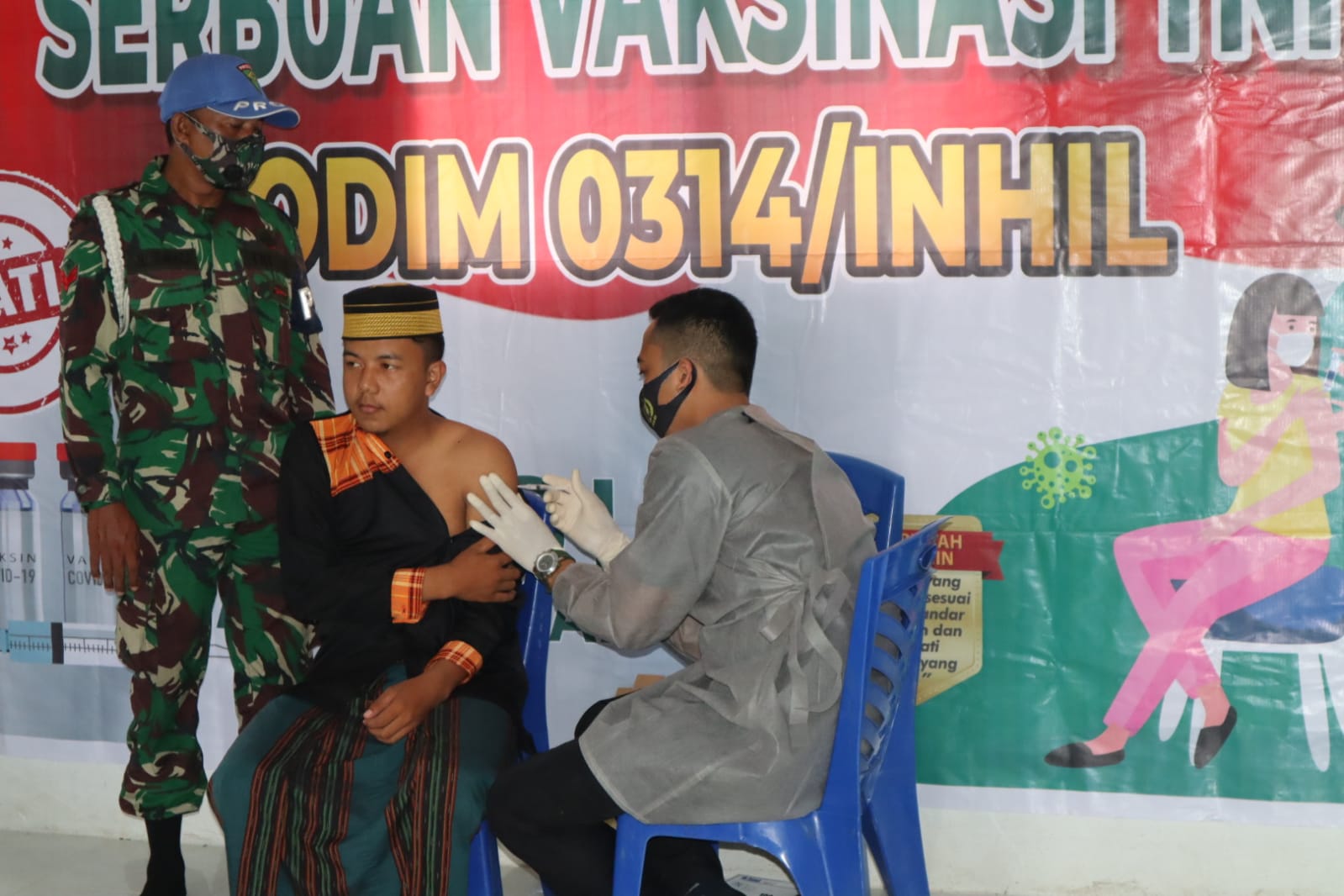 Ponpes Daarur Rahman Tempuling Laksanakan Vaksinasi dari Kodim 0314/Inhil