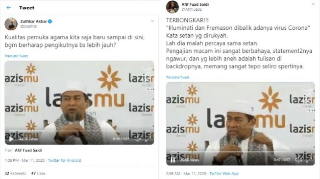 Ustaz Zulkifli Sebut Illuminati Adalah Dalang Virus Corona