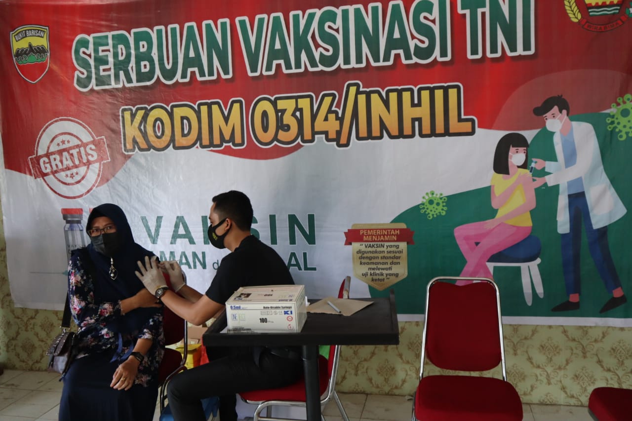 Kodim 0314 Inhil Saluran 580 Dosis Vaksinasi ke Masyarakat
