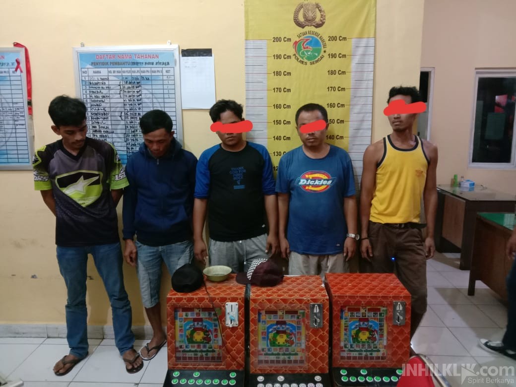 Gerebek Lokasi Perjudian, Timsus Satnarkoba Polres Sergai Amankan 5 Pria dan Mesin Jackpot