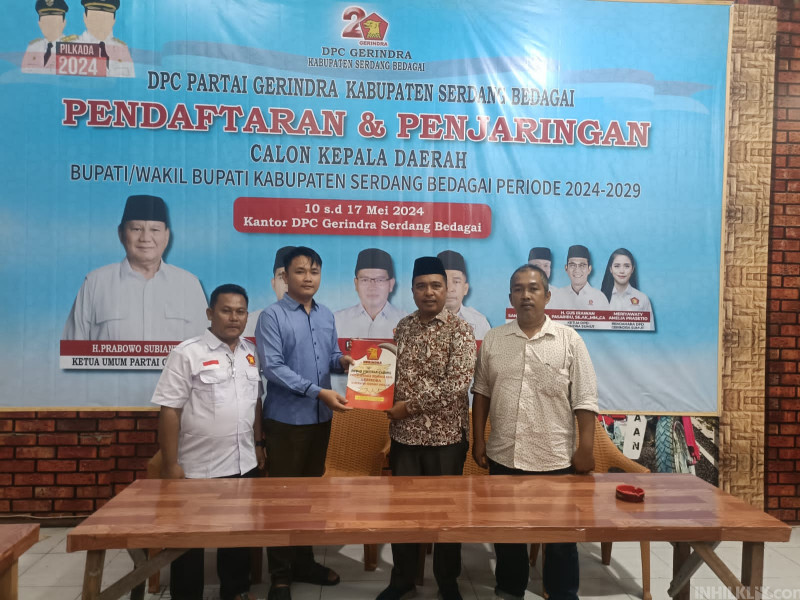 Taufik Kurrahman Resmi Daftar Bacalon Bupati di DPC Partai Gerindra Sergai