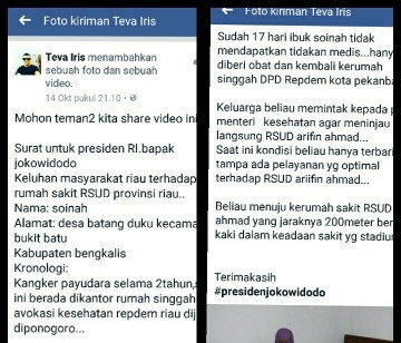 Dianggap Abaikan Pasien Kanker Asal Bengkalis, Facebooker Adukan RSUD AA ke Presiden