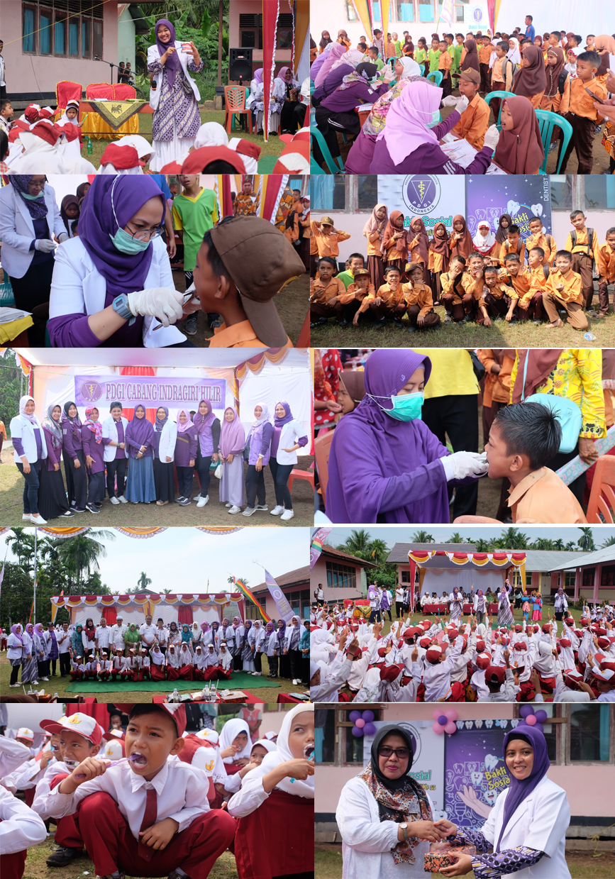 Dinkes Inhil dan PDGI Inhil Taja Baksos Sekolah Sambut HKN ke-55