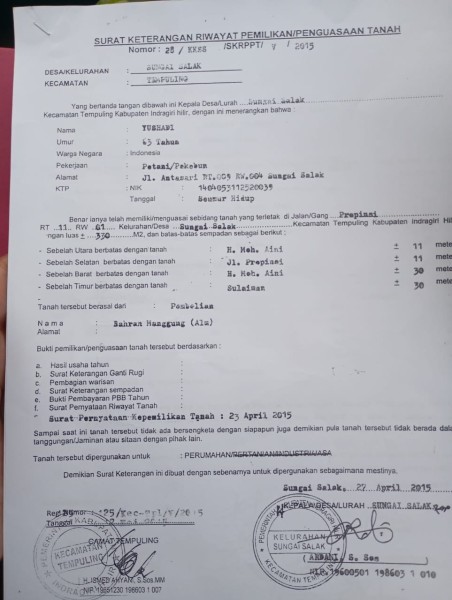 Pengumuman Kehilangan Surat Keterangan Tanah