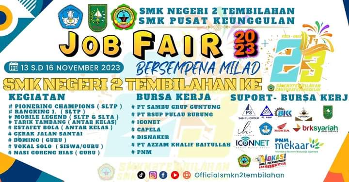 Sempena Milad ke-32, SMKN 2 Tembilahan Gelar Acara JOB FAIR 2023