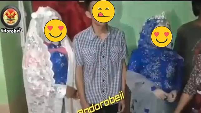 Video Pria Nikahi Dua Gadis Dalam Satu Waktu Beredar, Ekpresi Satu Pengantin Wanitanya Jadi Sorotan