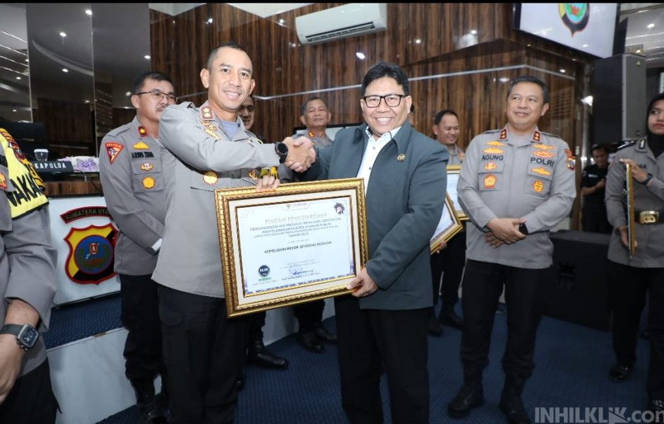 Terima Penghargaan dari Ombudsman RI, Kapolres Sergai: Berikan Semangat dan Motivasi Bagi Personil