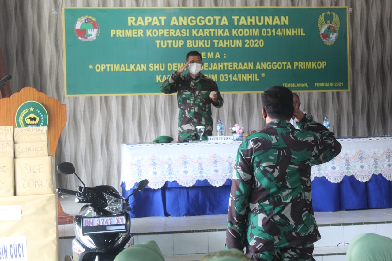 Kodim 0314 Inhil Gelar RAT Primer Koperasi Kartika Tutup Buku 2020