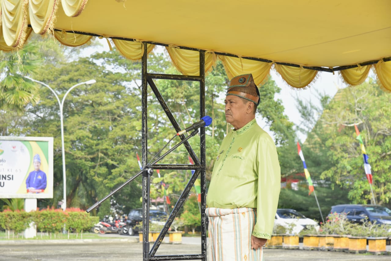 Wabup Inhil Jadi Pembina Apel Gabungan Hari Jadi Provinsi Riau Ke-65