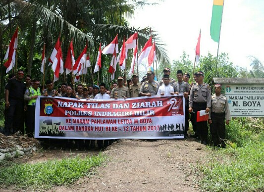 Kapolres Inhil Pimpin Napak Tilas dan Ziarah ke Makam Pahlawan Letda M Boya di Enok