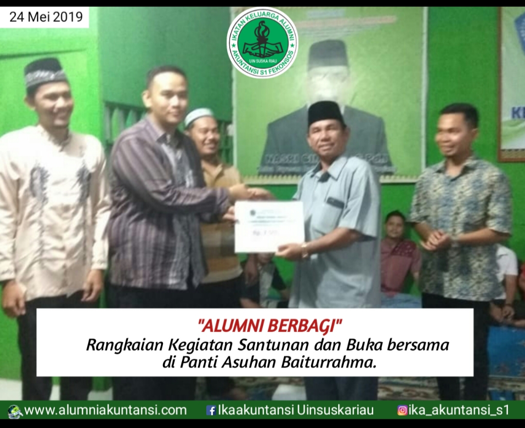 Gelar Bukber, IKA Ak S1 Fekonsos UIN Suska Riau Serahkan Bantuan Rp 9 Juta Untuk Panti Asuhan Batiurahma